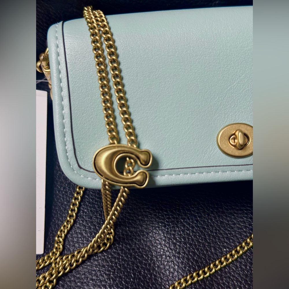 Coach Mini Dinky 14 - Light Blue Leather Crossbody with Gold Hardware - Picture 7 of 15